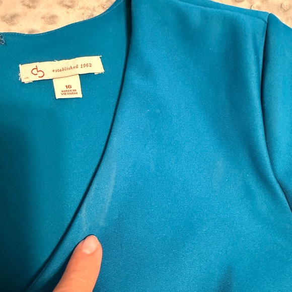 Elegant Teal with Black Velvet Dress - Picture 3 of 6